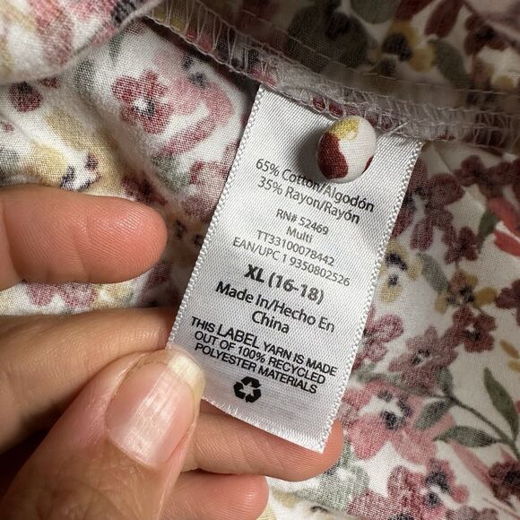 Time and Tru Cottagecore Flutter Sleeve Dress XL 16 18 Wildflower Tiered Midi - Picture 10 of 15